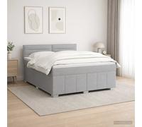 vidaXL Cama box spring con colchón Gris Claro 160 x 200 cm Tela