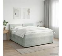 vidaXL Cama box spring con colchón Gris Claro 160 x 200 cm Terciopelo