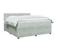 vidaXL Cama Box Spring con colchón Gris Claro 160 x 200 cm Terciopelo