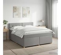 Cama con somier y colchón de la marca vidaXL, color gris claro, dimensiones 180 x 200 cm, tapizada en tela
