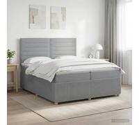 vidaXL Cama box spring con colchón Gris Claro 200 x 200 cm Tela