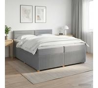 vidaXL Cama box spring con colchón Gris Claro 200 x 200 cm Tela