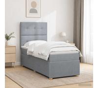vidaXL Cama box spring con colchón Gris Claro 90 x 190 cm Tela