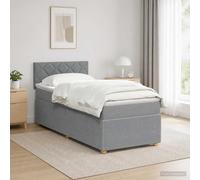vidaXL Cama Boxspring con colchón Gris claro 90 x 200 cm Tela