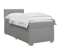 vidaXL Cama box spring con colchón gris claro 90 x 200 cm Tela cabecera ajustable