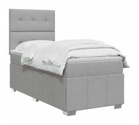 vidaXL Cama Box Spring con colchón Gris Claro Individual Tela,