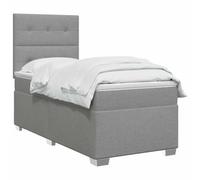 vidaXL Cama Box Spring con colchón Gris Claro Individual Tela