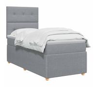 vidaXL Cama Box Spring con colchón Gris Claro Individual Tela