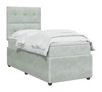 vidaXL Cama Box Spring con colchón Gris Claro Individual Terciopelo
