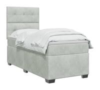 vidaXL Cama Box Spring con colchón Gris Claro Individual Terciopelo,