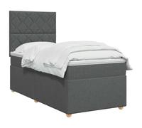 vidaXL Cama Box Spring con colchón Gris Oscuro 100 x 200 cm Tela