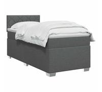 vidaXL Cama box spring con colchón Gris oscuro 100 x 200 cm Tela, cabecera ajustable