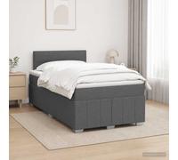 vidaXL Cama box spring con colchón Gris oscuro 120 x 190 cm Tela