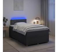 vidaXL Cama box spring con colchón Gris oscuro 120 x 190 cm Tela