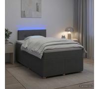 vidaXL Cama box spring con colchón Gris oscuro 120 x 190 cm Tela