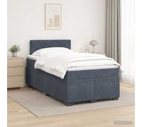 vidaXL Cama box spring con colchón Gris oscuro 120 x 200 cm Terciopelo