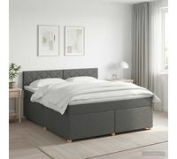 vidaXL Cama Box Spring con colchón Gris Oscuro 140 x 190 cm Tela