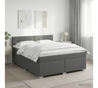 vidaXL Cama box spring con colchón Gris oscuro 160 x 200 cm Tela