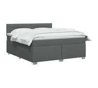 vidaXL Cama Box Spring con colchón Gris Oscuro 160 x 200 cm Tela, Cama Moderna con Base, cabecera Ajustable, Soporte cómodo, Espacio de sueño y Decoraciones geniales