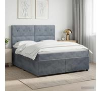 vidaXL Cama box spring con colchón Gris oscuro 160 x 200 cm Terciopelo