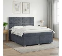 vidaXL Cama Box Spring con colchón Gris Oscuro 160 x 200 cm Terciopelo