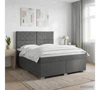 vidaXL Cama box spring con colchón Gris oscuro 180 x 200 cm Tela