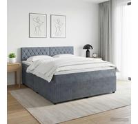 vidaXL Cama box spring con colchón Gris oscuro 180 x 200 cm Terciopelo