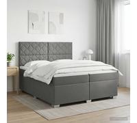vidaXL Cama Box Spring con colchón Gris Oscuro 200 x 200 cm Tela