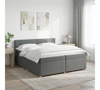 vidaXL Cama box spring con colchón Gris oscuro 200 x 200 cm Tela