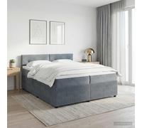 vidaXL Cama box spring con colchón Gris oscuro 200 x 200 cm Terciopelo