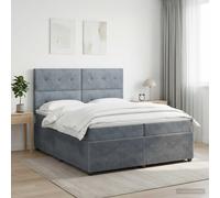vidaXL Cama box spring con colchón Gris oscuro 200 x 200 cm Terciopelo