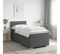 vidaXL Cama box spring con colchón Gris oscuro 80 x 200 cm Tela