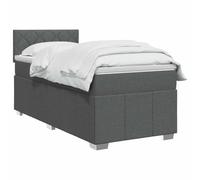 vidaXL Cama Box Spring con colchón Gris Oscuro 80 x 200 cm Tela, Cama Moderna con cabecera Ajustable, colchón de firmeza Media, sueño cómodo, Mueble Elegante para tu Dormitorio