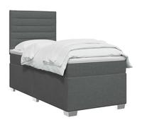 vidaXL Cama Box Spring con colchón Gris Oscuro 90 x 190 cm Tela
