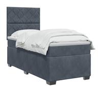 vidaXL Cama Box Spring con colchón Gris Oscuro Individual Terciopelo
