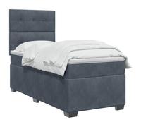 vidaXL Cama Box Spring con colchón Gris Oscuro Individual Terciopelo,