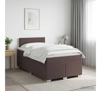 vidaXL Cama box spring con colchón Marrón Oscuro 120 x 190 cm Tela