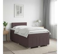 vidaXL Cama box spring con colchón Marrón Oscuro 120 x 200 cm Tela