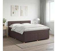 vidaXL Cama box spring con colchón Marrón Oscuro 140 x 200 cm Tela