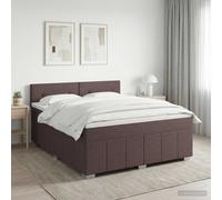 vidaXL Cama box spring con colchón Marrón Oscuro 160 x 200 cm Tela