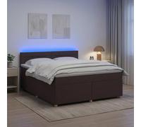 vidaXL Cama box spring con colchón Marrón Oscuro 180 x 200 cm Tela