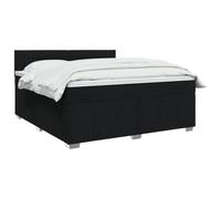 vidaXL Cama Box Spring con colchón Negro 140 x 190 cm Tela, Cama Moderna con cabecera Ajustable, colchón de firmeza Media, sueño cómodo, Mueble Elegante para tu Dormitorio