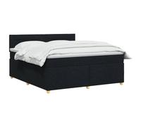 vidaXL Cama Box Spring con colchón Negro 140 x 190 cm Tela, Cama Moderna con somier, cabecero Ajustable, colchón Firme, Mueble Ideal para Dormir Bien