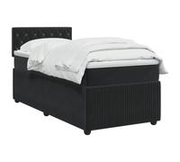 vidaXL Cama Box Spring con colchón Negro 80 x 200 cm Terciopelo, Cama de Box Spring Moderna, cabecera Ajustable cómoda, tapizada en Terciopelo, Mueble Elegante Que Ahorra Espacio