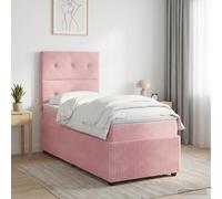 vidaXL Cama box spring con colchón Rosa 100 x 200 cm Terciopelo