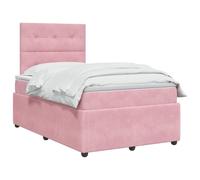 vidaXL Cama Box Spring con colchón Rosa 120 x 200 cm Terciopelo