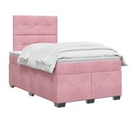 vidaXL Cama box spring con colchón Rosa 120 x 200 cm Terciopelo