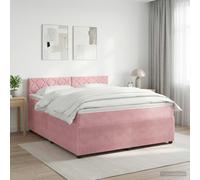 vidaXL Cama box spring con colchón Rosa 140 x 190 cm Terciopelo