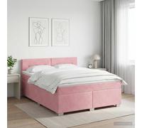 vidaXL Cama box spring con colchón Rosa 140 x 190 cm Terciopelo