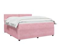 vidaXL Cama box spring con colchón Rosa 140 x 190 cm Terciopelo